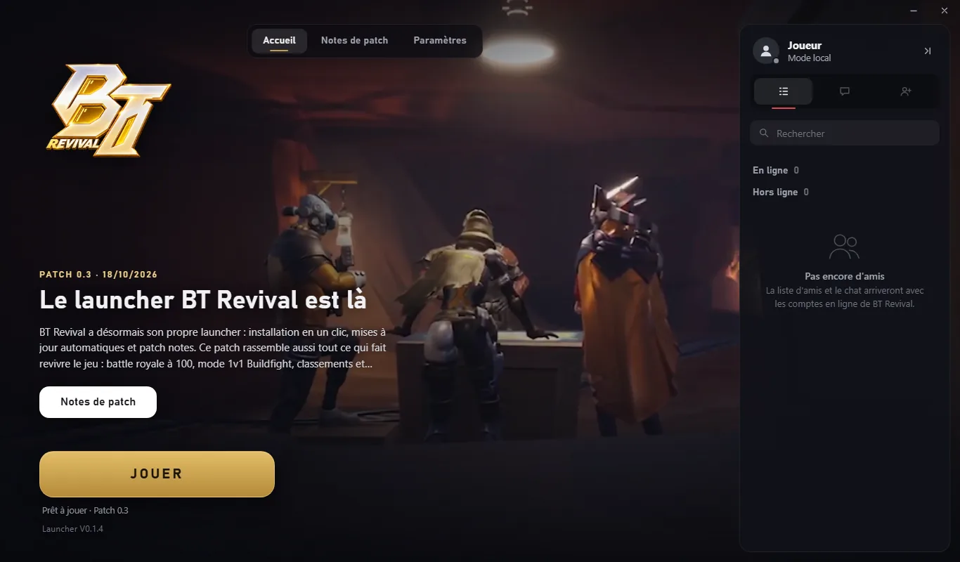 Le lanceur BT Revival prêt à jouer